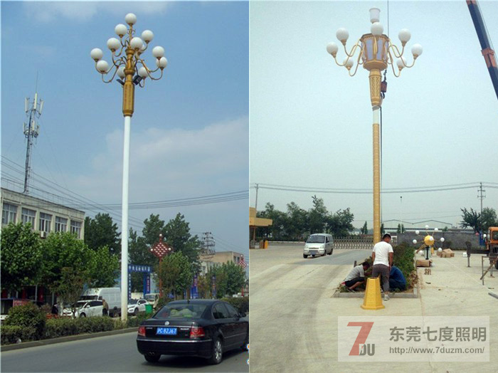 東莞七度照明廣場中華燈安裝效果與安裝現場