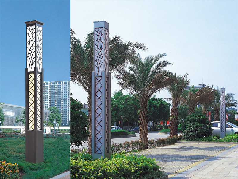 (QDJGDZ-004)雙層內透光景區廣場方形景觀燈柱安裝實景效果