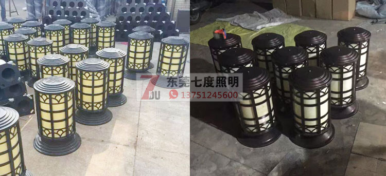 七度照明(QDZTD-009)戶外圓柱仿云石柱頭燈生產實拍圖片