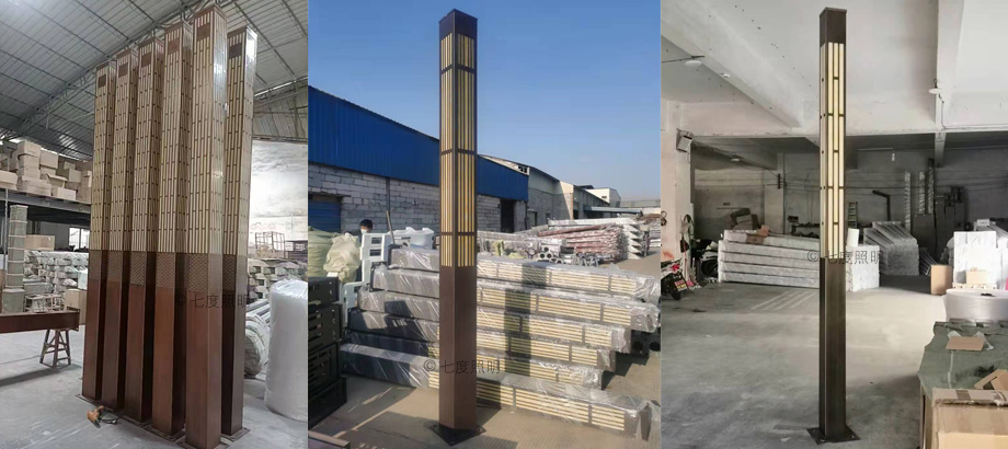 更多方形LED簡約新中式景觀燈柱生產實拍